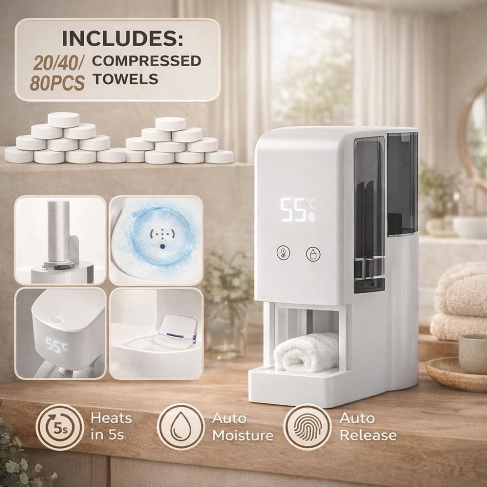 Hot Towel Dispenser - Automatic Face Towel Warmer with 40 Towels | 131°F Constant Temperature, Portable Bathroom Heater