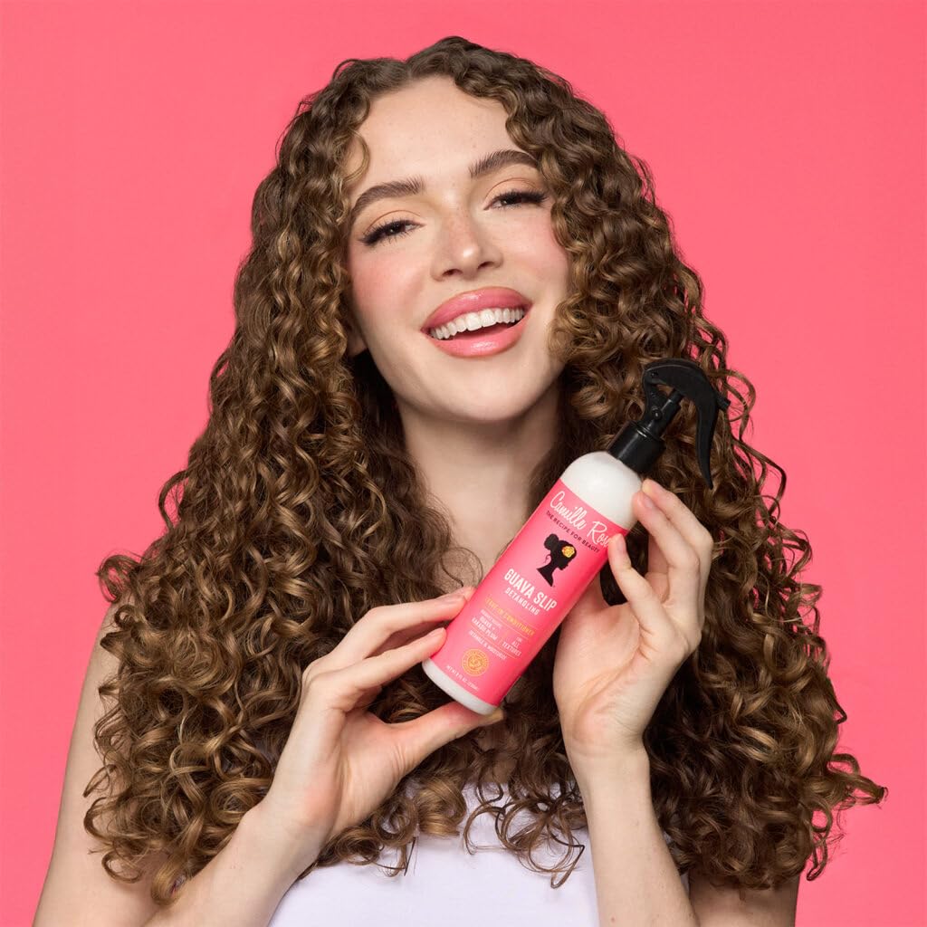 Camille Rose Guava Slip Detangling Leave In Conditioner, with Guava, Kakadu Plum and Aloe Leaf Juice to Detangle and Soften, for All Hair Textures, 8 fl oz 2 Pack