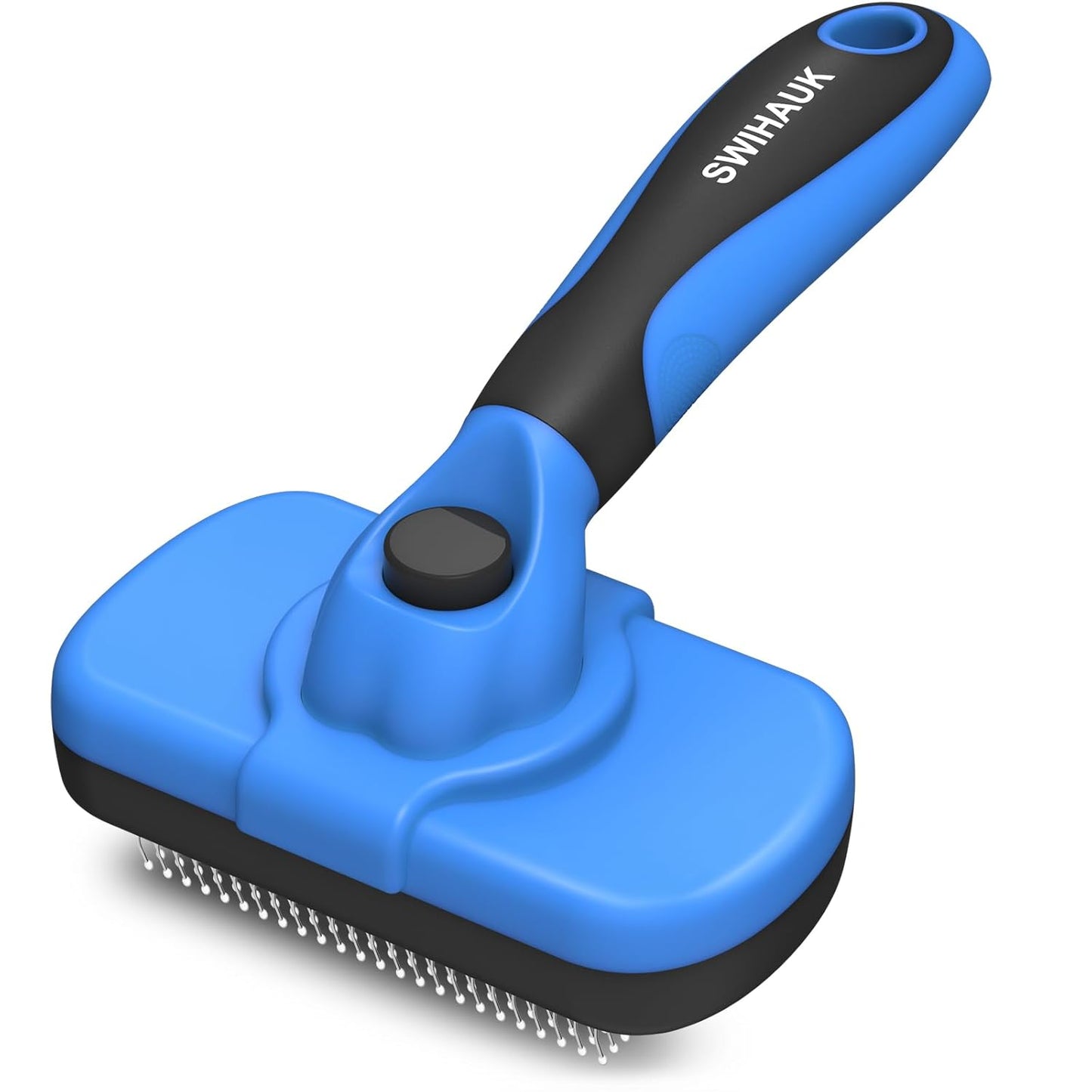 Self-Cleaning Slicker Brush for Dogs & Cats - Skin-Friendly Deshedding Grooming Tool | Black