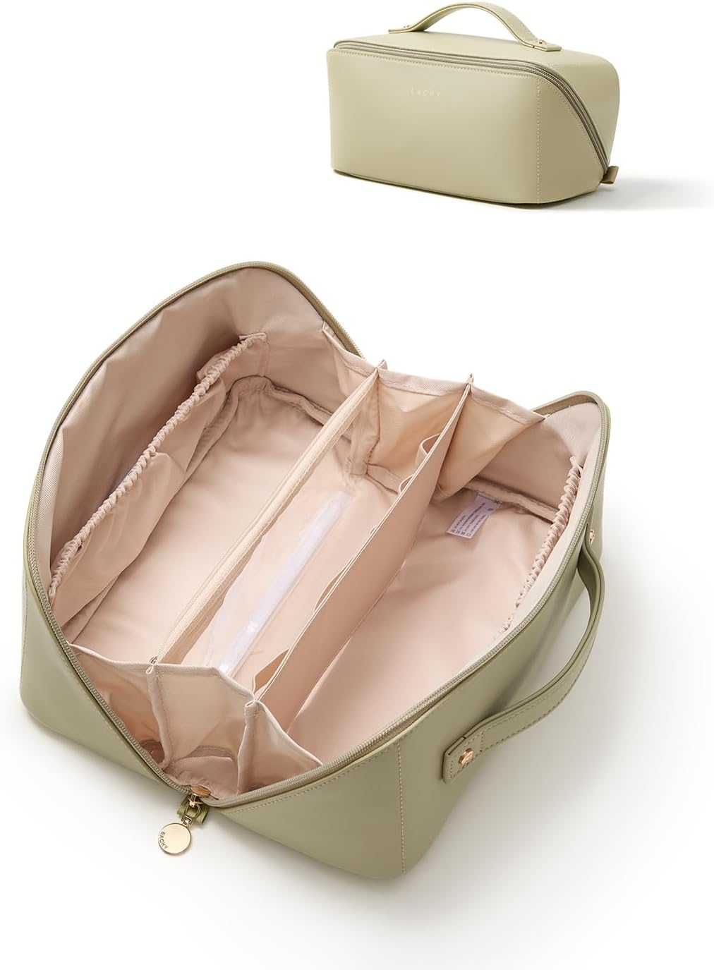 Travel Makeup Bag - Large Capacity Waterproof PU Leather Cosmetic Organizer for Skincare & Brushes | Portable Toiletry Bag