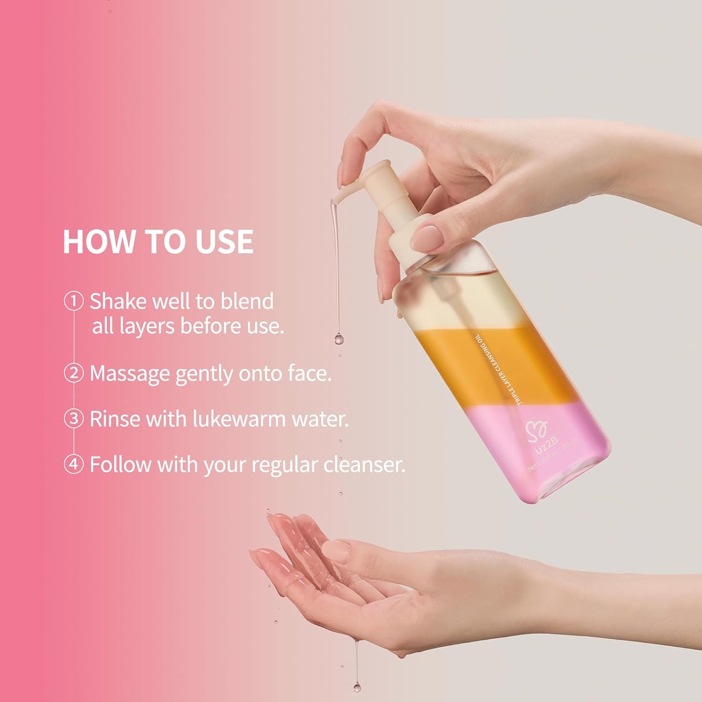 Cleansing Oil - Triple Layer Oil, Serum & Water | Deep Cleanse Makeup & Blackheads | Hydrating with Centella & Jojoba Oil | 185 ml / 6.26 fl. oz.