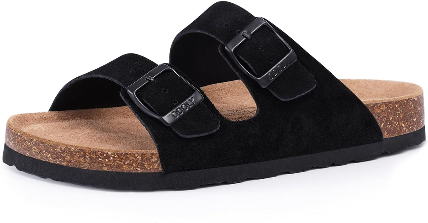 Cork Footbed Slide Sandals - Unisex Summer Outdoor Sandals with Arch Support & Adjustable Buckle | Comfortable Fit