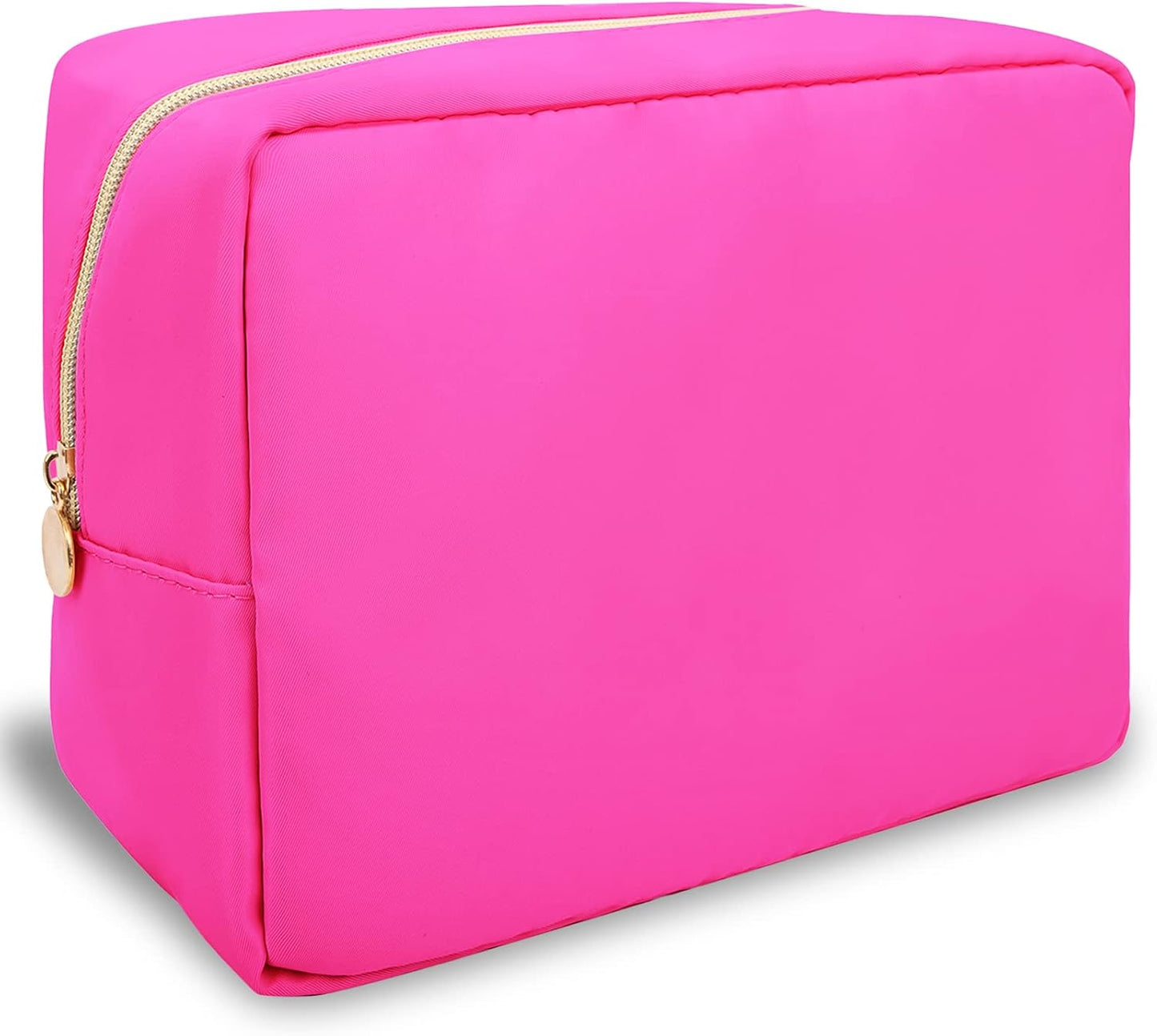 Floral Makeup Bag - Cute Pink Nylon Zipper Pouch for Travel | Waterproof Cosmetic Organizer for Women