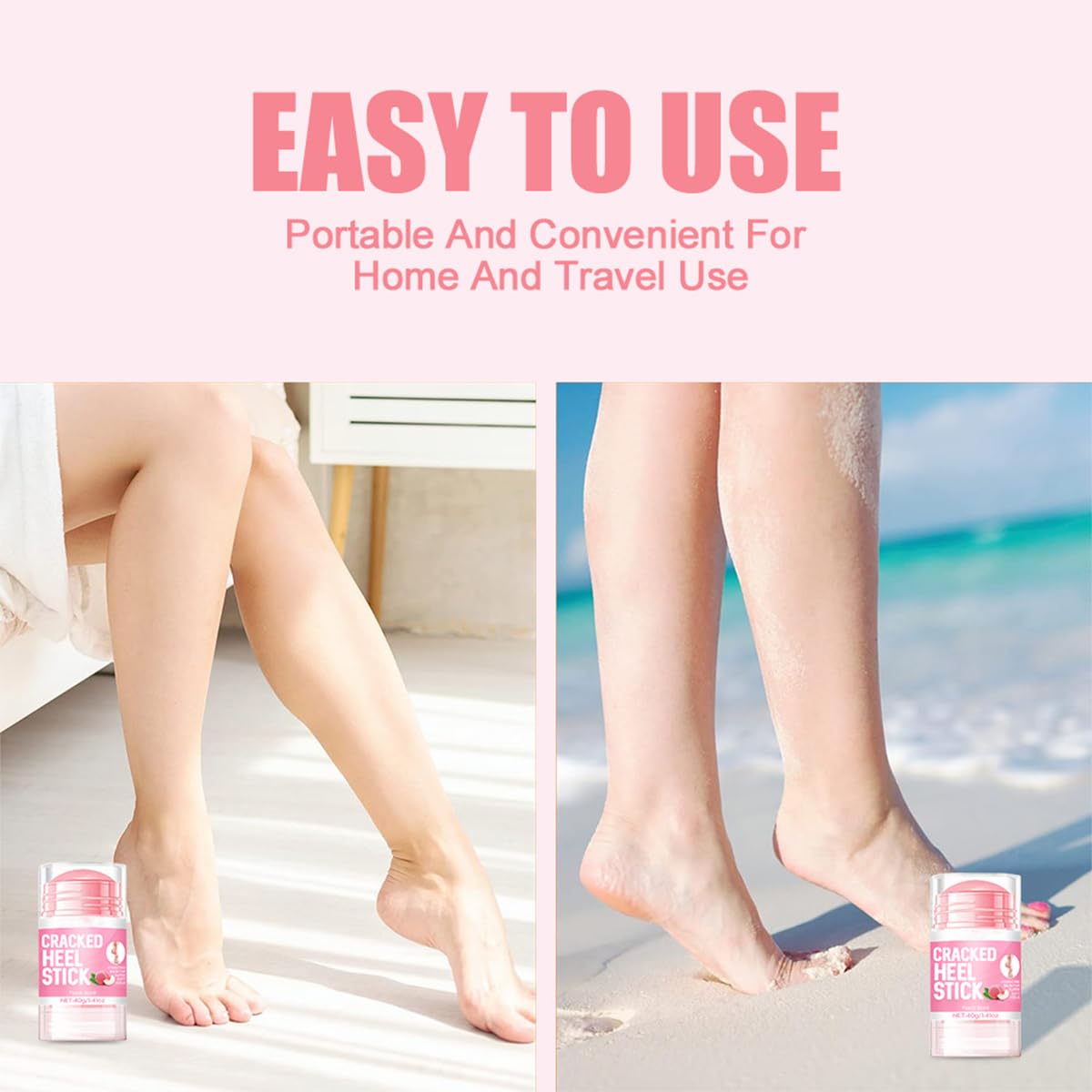 Peach Scented Foot Cream Set - 60% Urea Intensive Moisturizer for Dry Cracked Skin | Heels, Elbows & Knees Care
