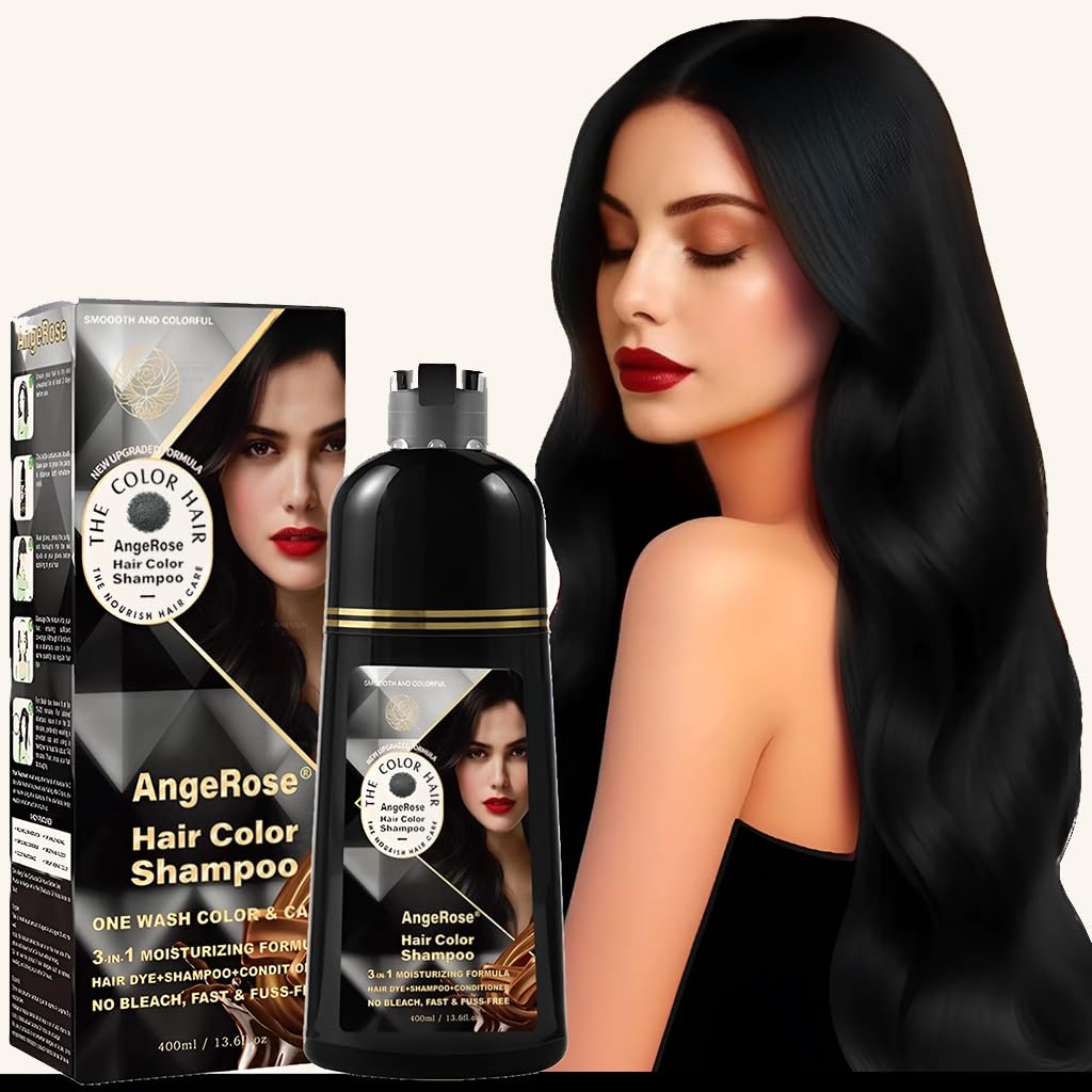 Hair Dye Shampoo 3 in 1 - Instant Herbal Formula for Gray Coverage | Long-Lasting Chestnut Brown, 400 ML
