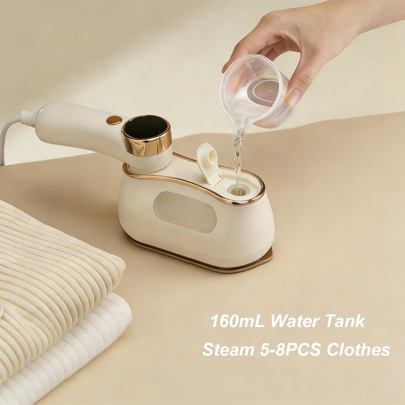 Travel Steam Iron 1200W Handled Steamer for Clothes Mini Garment Steamer Iron with 3 Steam Levels, Smart LCD Screen, 180° Rotating Handle, 10S Fast Heating,White
