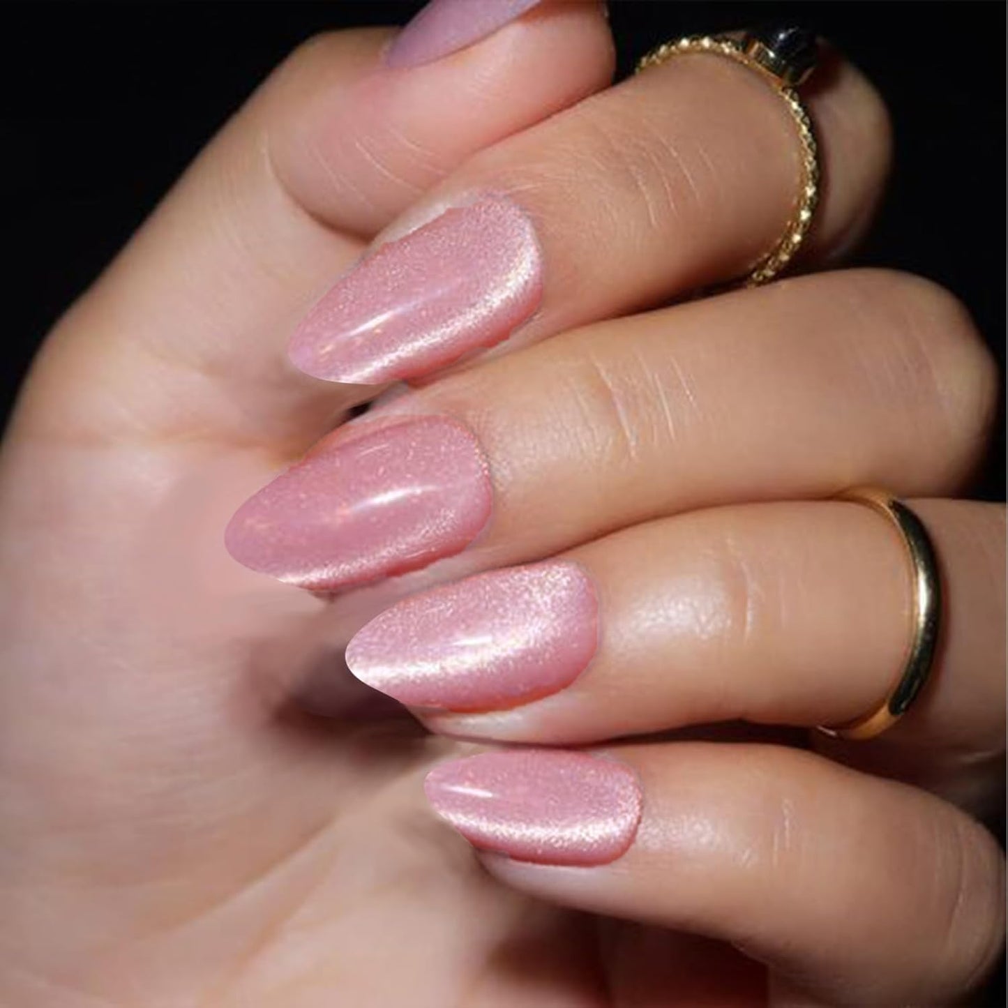 Dark Purple Magnet Cat Eyes Press-On Nails - Short Almond Shape | Handmade Jelly Gel Kit with Ombre Glitter