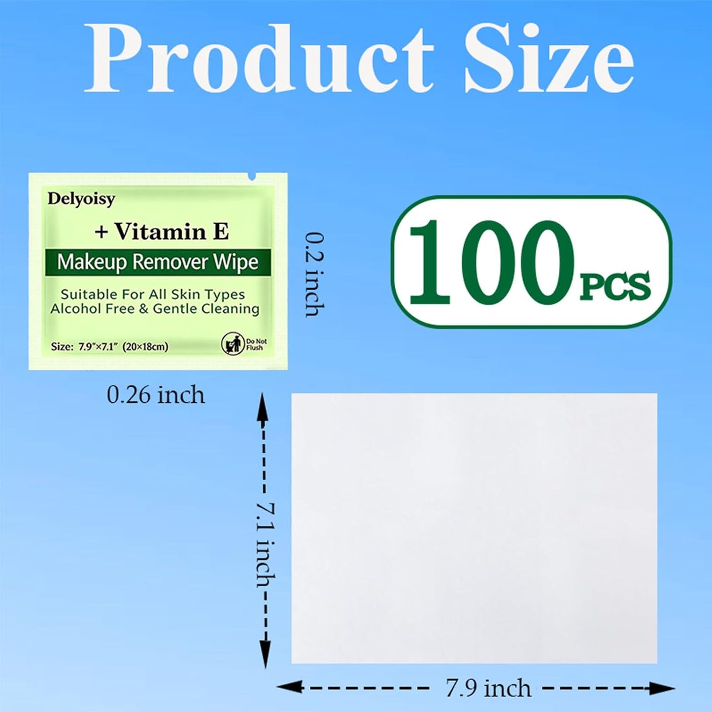 Makeup Remover Wipes - 100 Count Individually Wrapped, Alcohol-Free & Unscented | Travel Size for Sensitive Skin