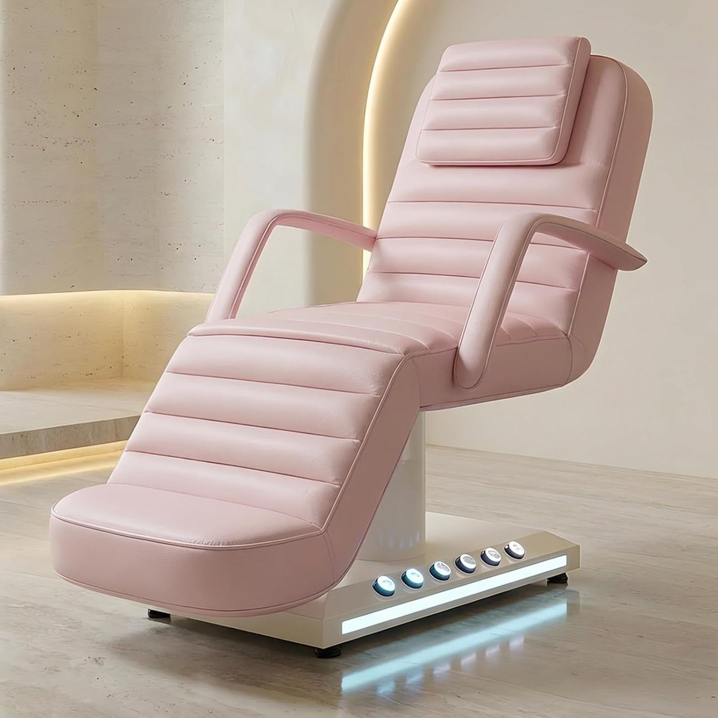 Electric Massage Table - Adjustable Facial Bed with LED Light | Removable Headrest & Armrest, 90° Back & Leg Adjustment (White)