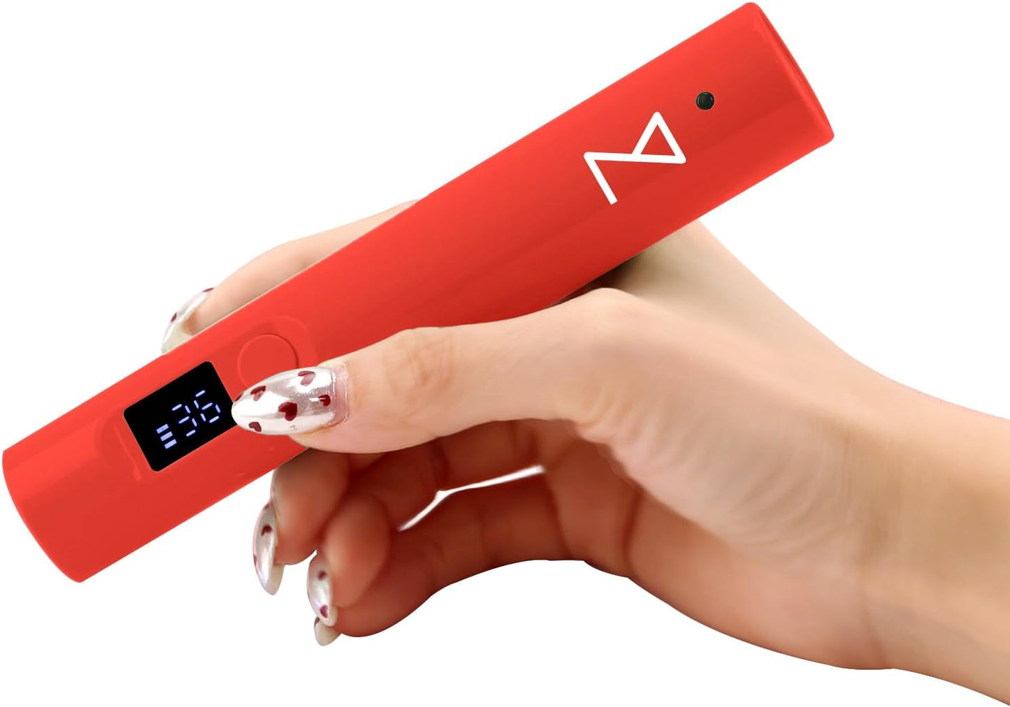 GlamCure GO Nail Flash Cure Lamp - LED & UV Touch Screen Nail Light for Gel & Acrylic Nails | Portable Adjustable Design (Red)
