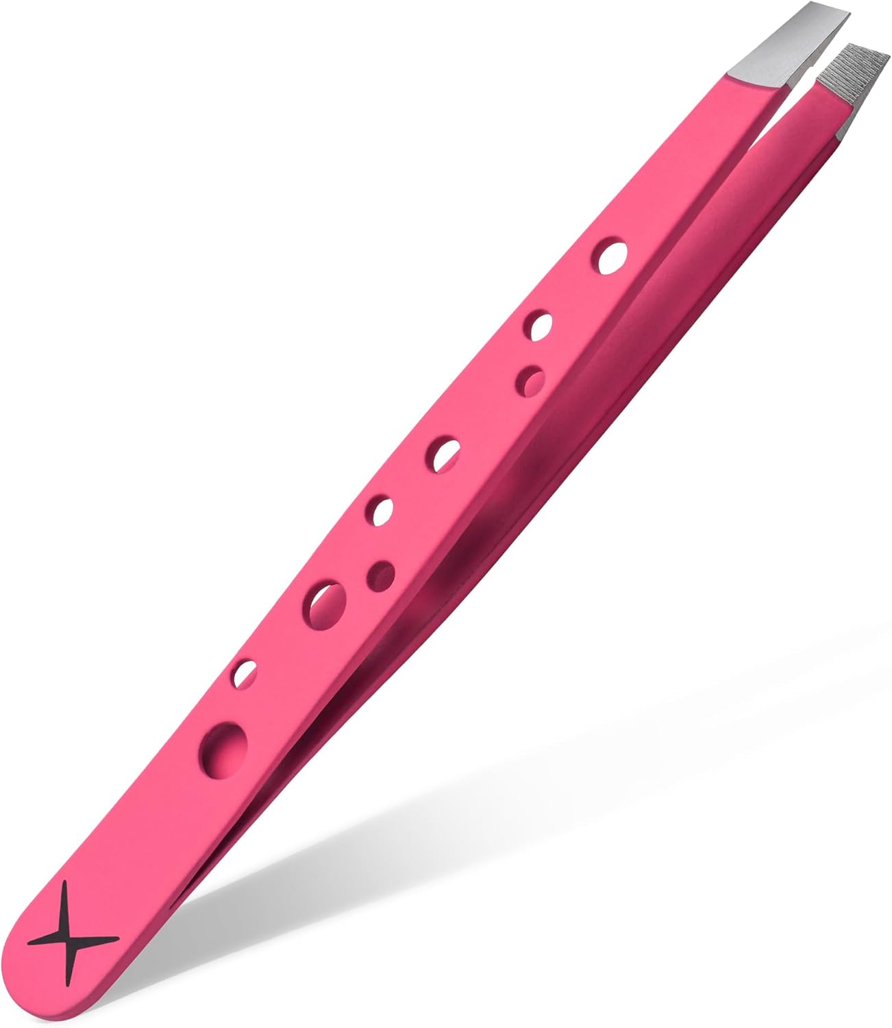 Precision Eyebrow Tweezers - Japanese Stainless Steel, Slant Tip for Fine Hair | 9-Hole Grip, Plum Glow