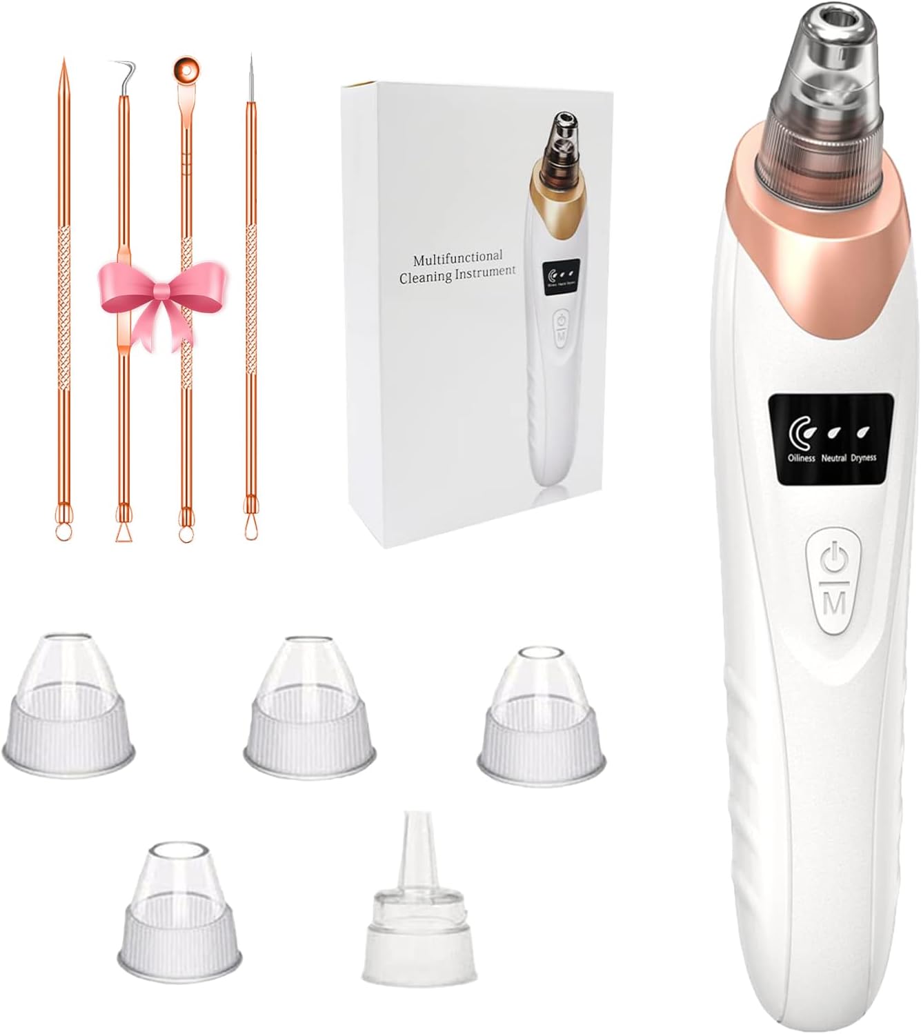 Blackhead Remover Pore Vacuum - USB Rechargeable Facial Cleaner with 5 Suction Levels & Probes | Effective Acne Treatment Tool