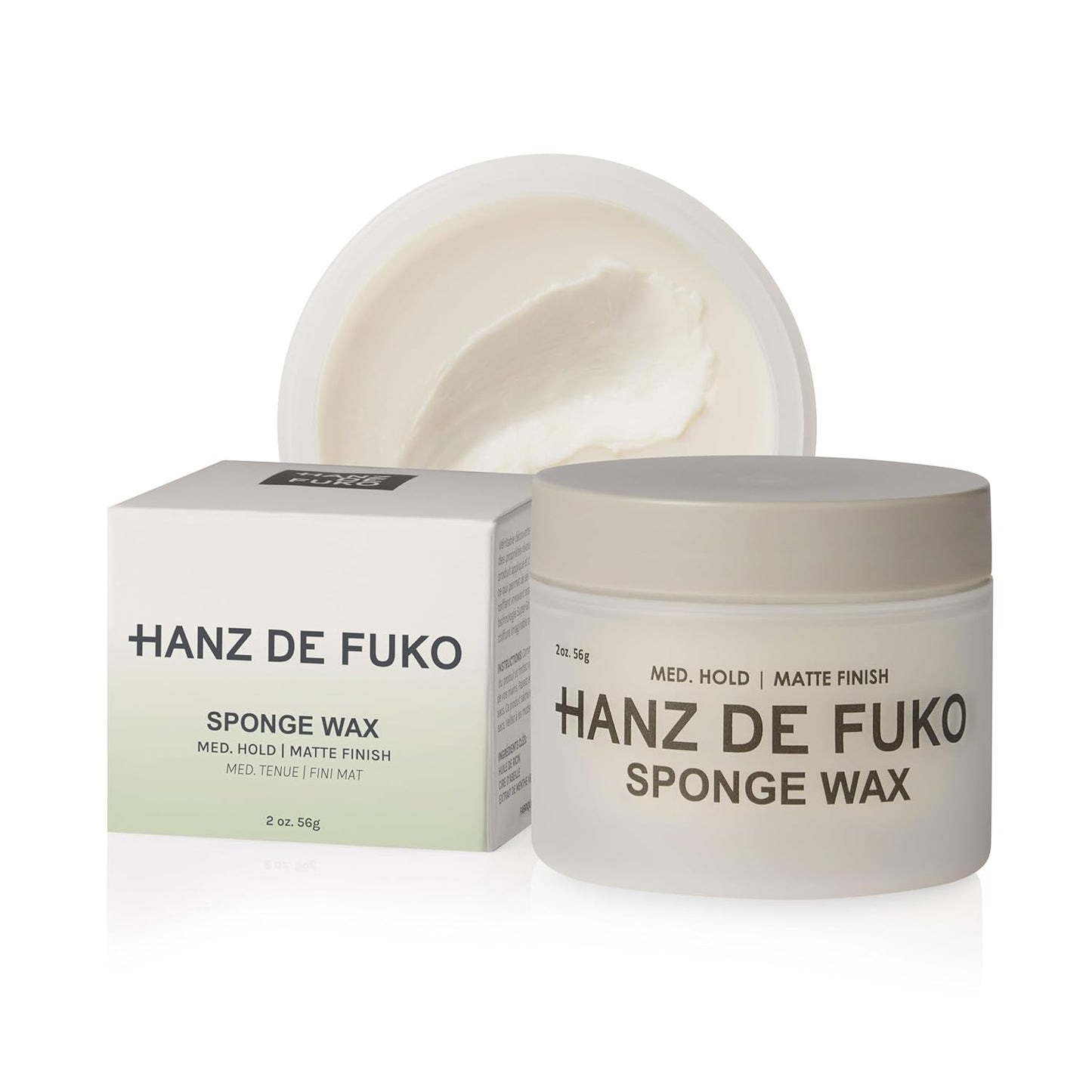 Hanz de Fuko Sponge Wax - Premium Men’s Hair Styling Wax for Medium Hold | Semi-Matte Finish, 2 oz Travel Size