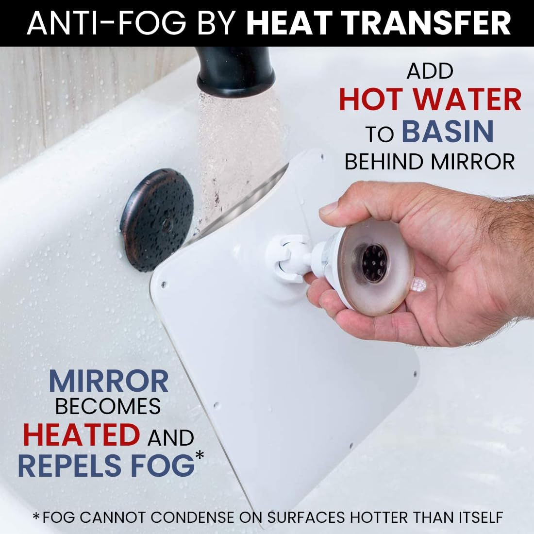 Fogless Shower Mirror for Shaving - Upgraded Suction, Dual Anti-Fog Design, Shatterproof Surface | 8" x 7" Chrome