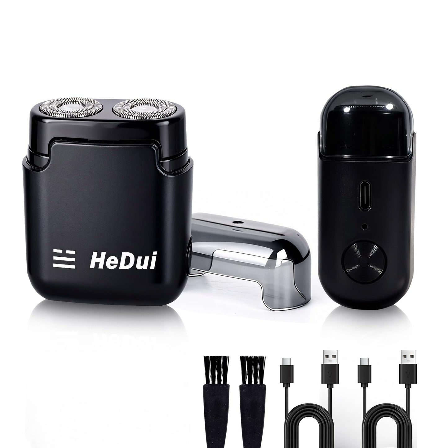 Mini Portable Electric Shaver for Men Double Head Travel Razor USB-C Rechargeable 2 Pack Black Travel Shaver for Men Dry Shave Detachable Head Washable Razor Easy Cleaning Send to Parents Boyfriend
