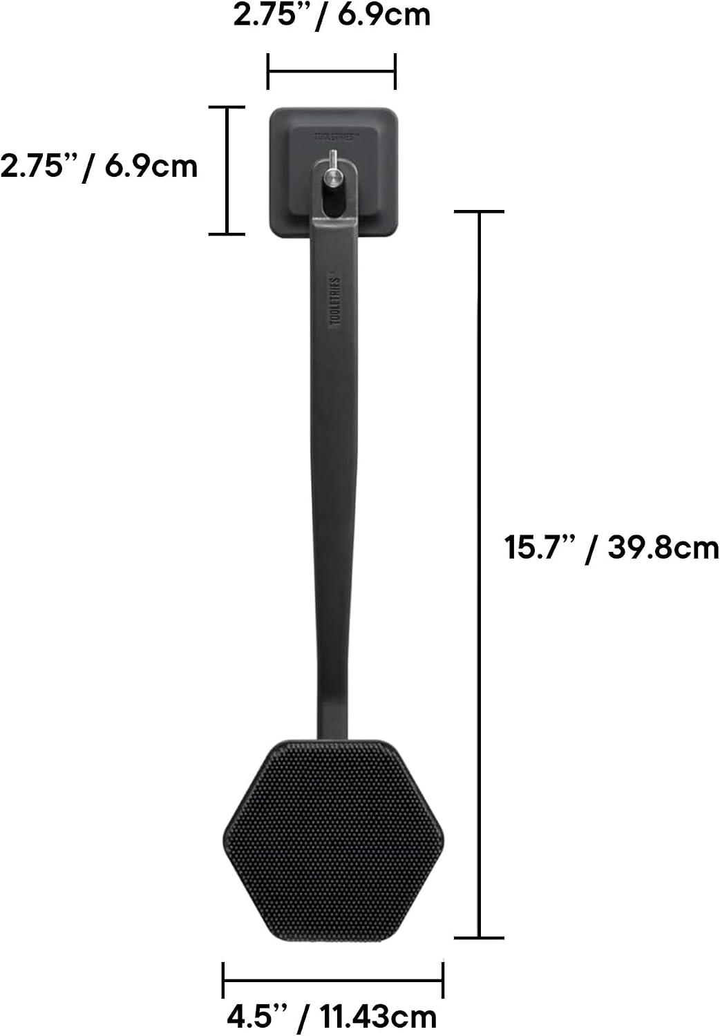 Silicone Back Scrubber - Exfoliating Bath Brush with Long Ergonomic Handle & Non-Slip Grip | Charcoal