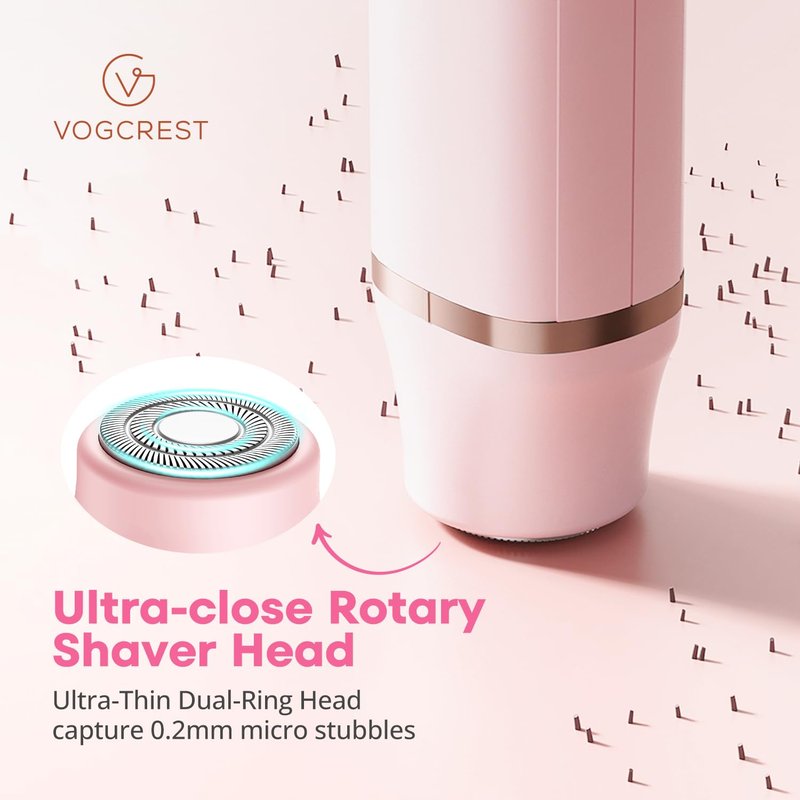 VG VOGCREST Bikini Trimmer Replacement Head: Compact Portable Painless Hair Removal & Precision Shaving Set for Women - Home Travel Bikini Area Use with Rotary Shaver Head(Pink)