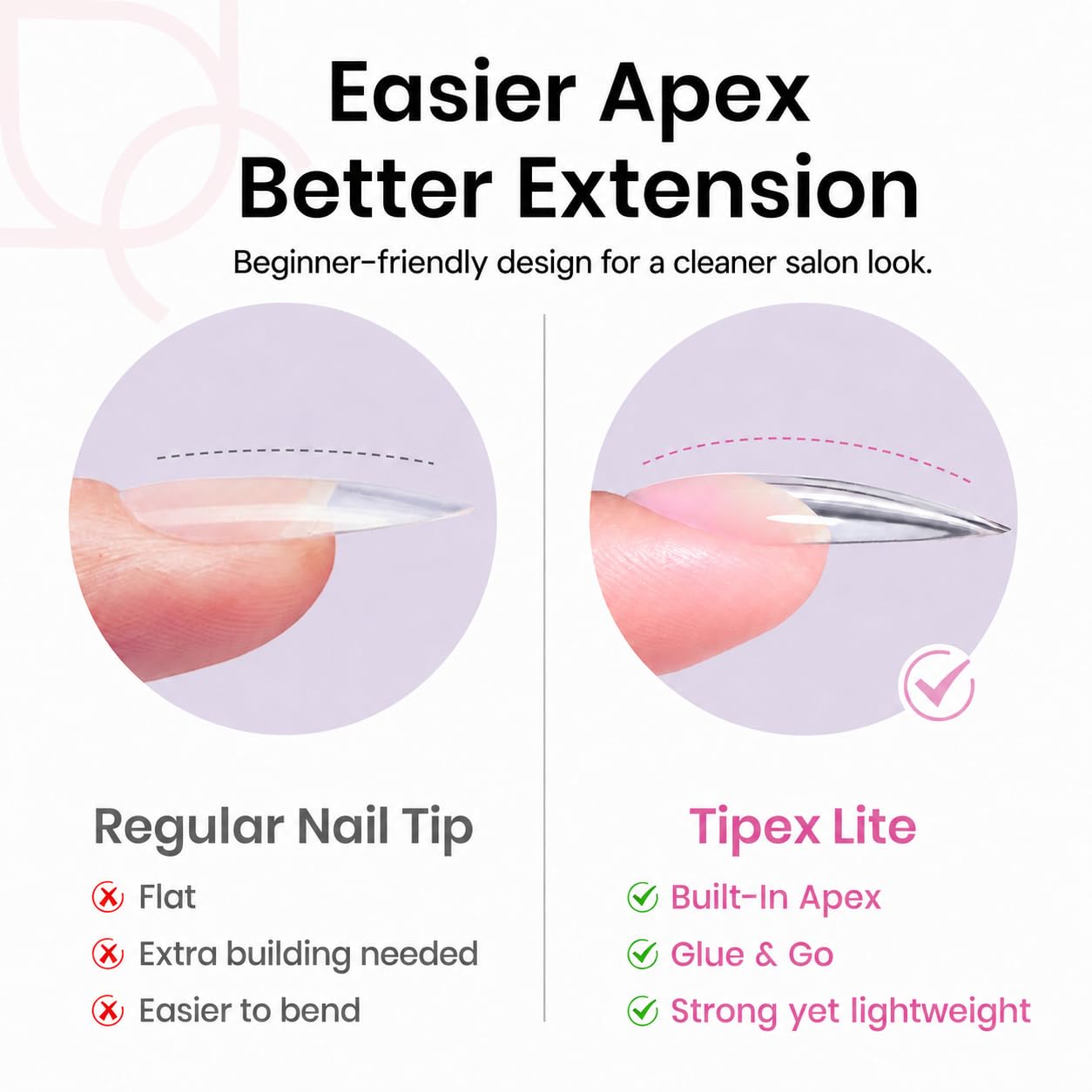 Beetles Nail Tips - Medium Stiletto Apex for DIY Extensions | 16 Sizes 00-14, No Builder Gel Needed