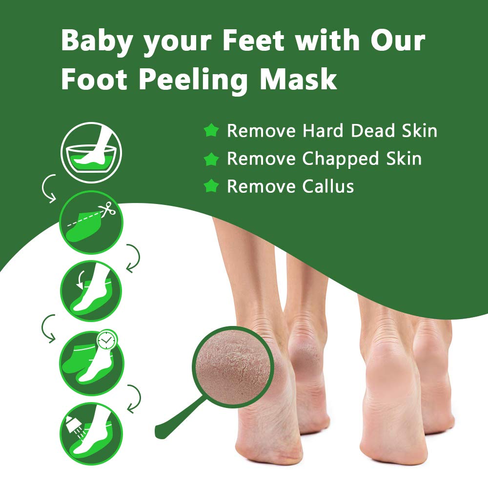 Liefiet Foot Peeling Mask 5 Pack, Foot Mask Remove Dead Skin, Rough Callus and Cracked Heels, Dry Skin Moisturizer for Soft and Smooth Baby Touch Feet (Tea Tree)