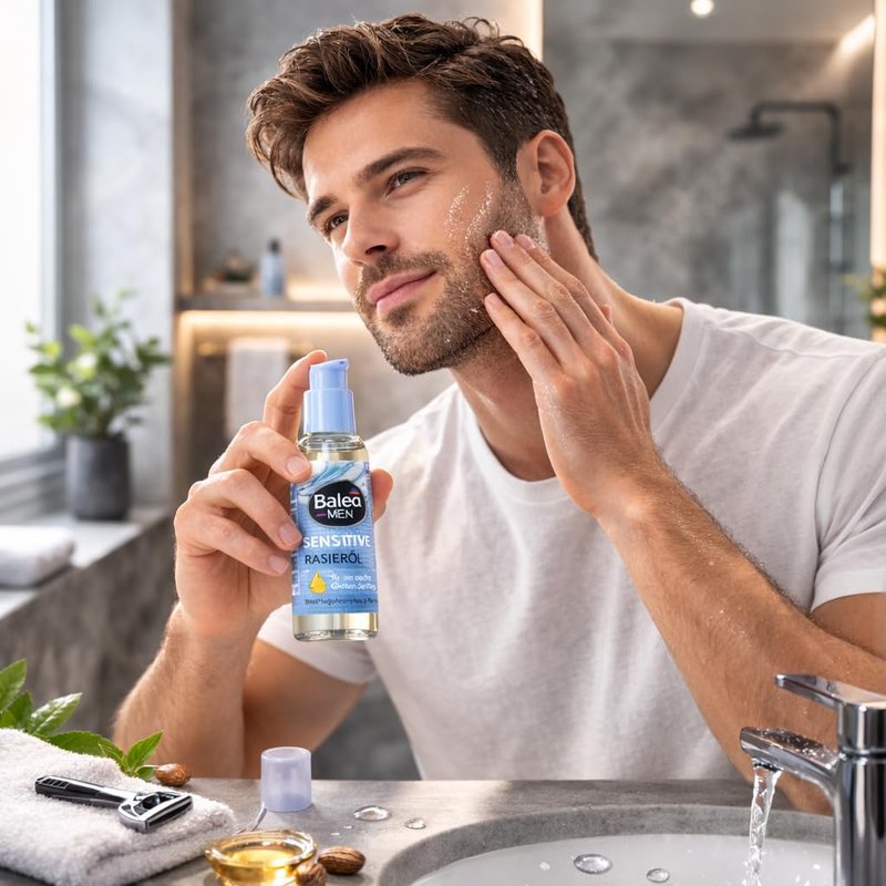 Balea MEN Sensitive Shaving Oil for Men Beard & Contour Natural Oil Complex with Castor Oil Soothes & Protects Sensitive Skin Smooth Glide Formula 50 ml