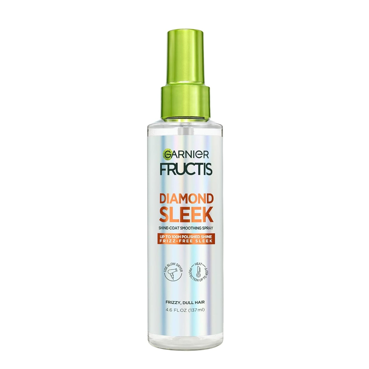 Garnier Fructis Diamond Sleek Hair Shine Spray | 100-Hour Frizz Control & Heat Protectant with Vegan Keratin, 4.6 Fl Oz