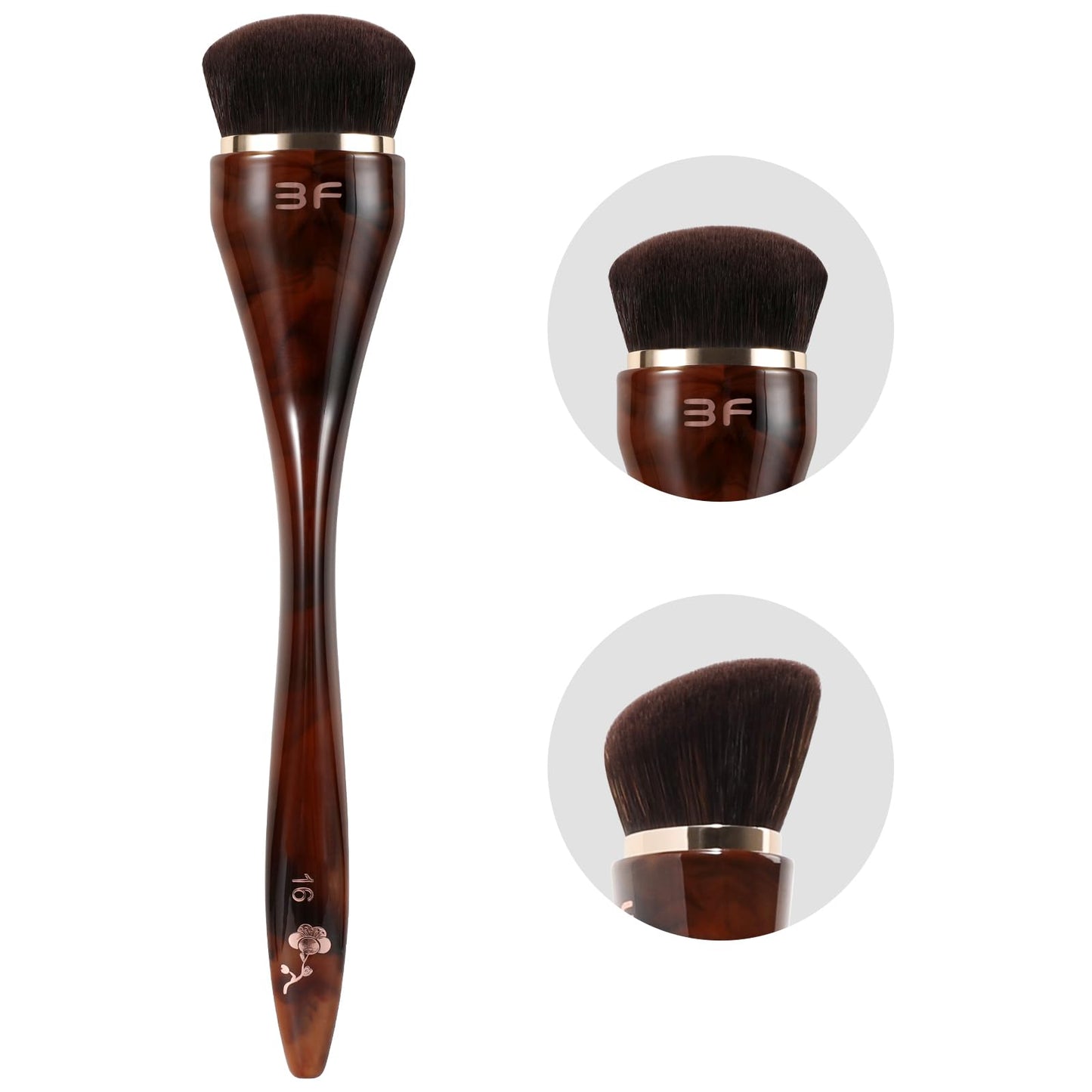 Angled Foundation Brush for Liquid & Cream - Dense Kabuki Makeup Brush for Seamless Blending & Contouring - Professional Soft Synthetic Brocha para Maquillaje (Brown)