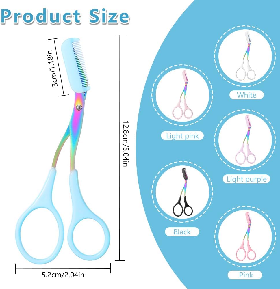 Eyebrow Trimmer Scissors - 2-in-1 Precision Stainless Steel Grooming Tool | Portable Black Eyebrow Cutter for Men & Women