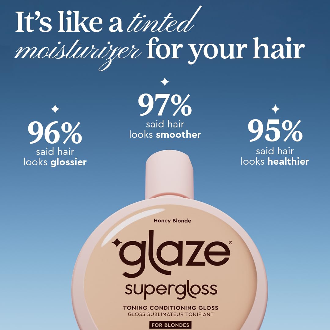 Glaze Super Gloss Conditioning Gloss - Honey Blonde for Medium to Dark Hair | Rinse-Out Semi-Permanent Color Enhancer