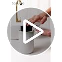 BosilunLife White Ceramic Foam Soap Dispenser with Blue-Green Rim - 1 Pack