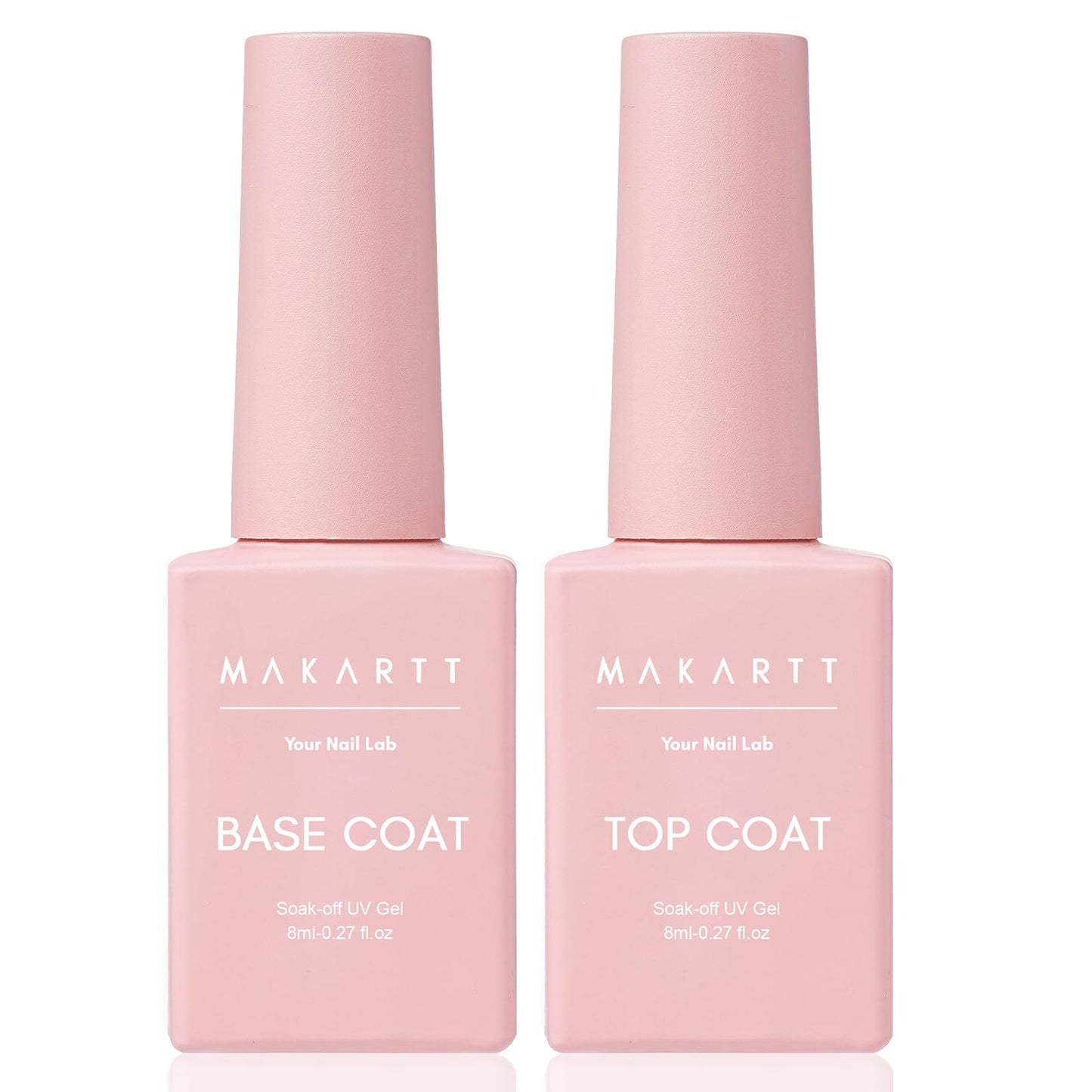 Makartt Gel Top Coat and Base Coat Kit: 2 PCS Clear Gloss Shiny No Wipe Stain Resistant General Top Coat Nail Polish UV for Acrylic Nails Dip Powder Gel Nail Polish Beauty Spring Gift Salon at Home