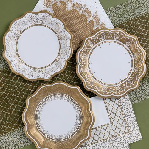 Gold Disposable Paper Party Plates - 24 Pack, 9 Inch, Elegant Design