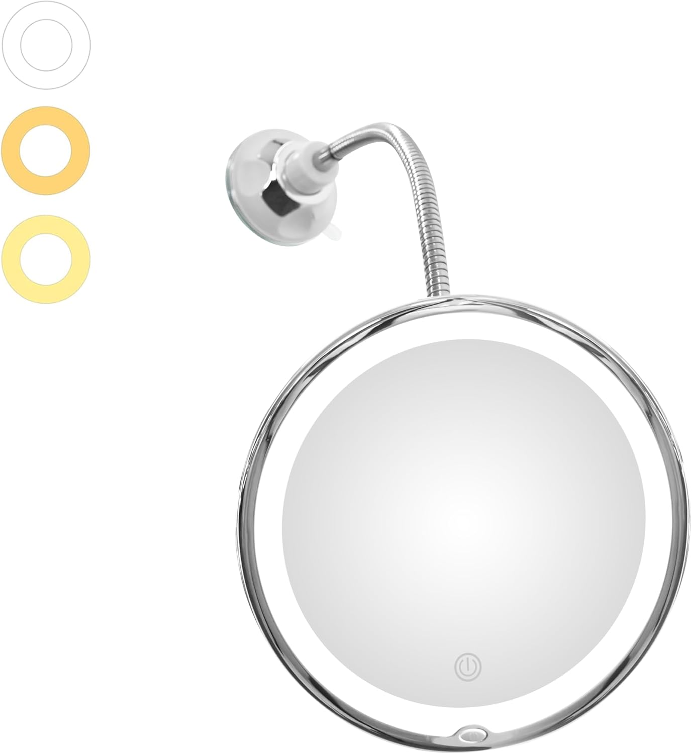 Upgraded Flexible Gooseneck LED 10X Magnifying Makeup Mirror - 3 Dimmable Lights, Suction Cup & 360° Swivel | Portable for Travel & Home