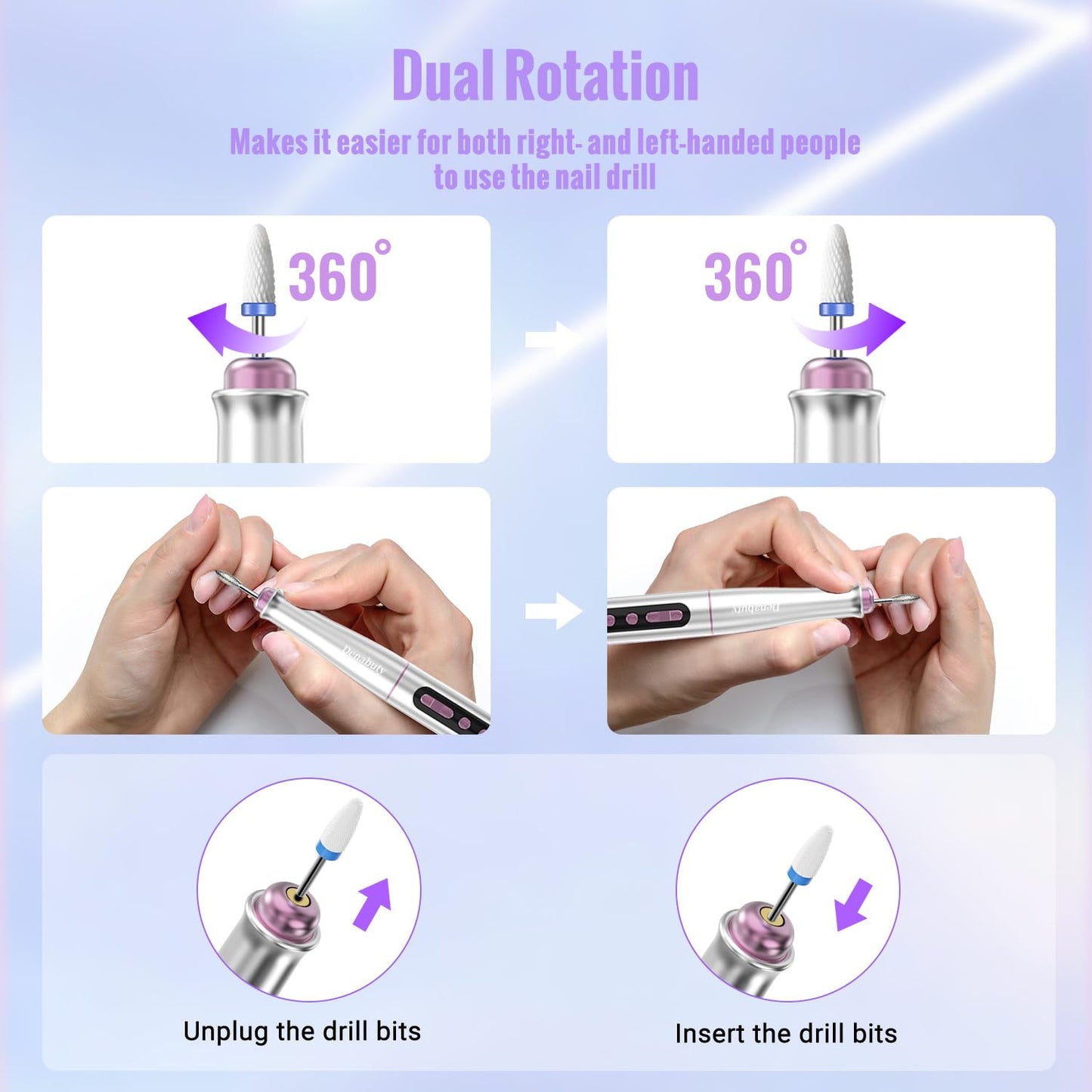 Cordless Electric Nail Drill Machine - 35000RPM Professional E-File Kit | 13-in-1 Manicure & Pedicure Set