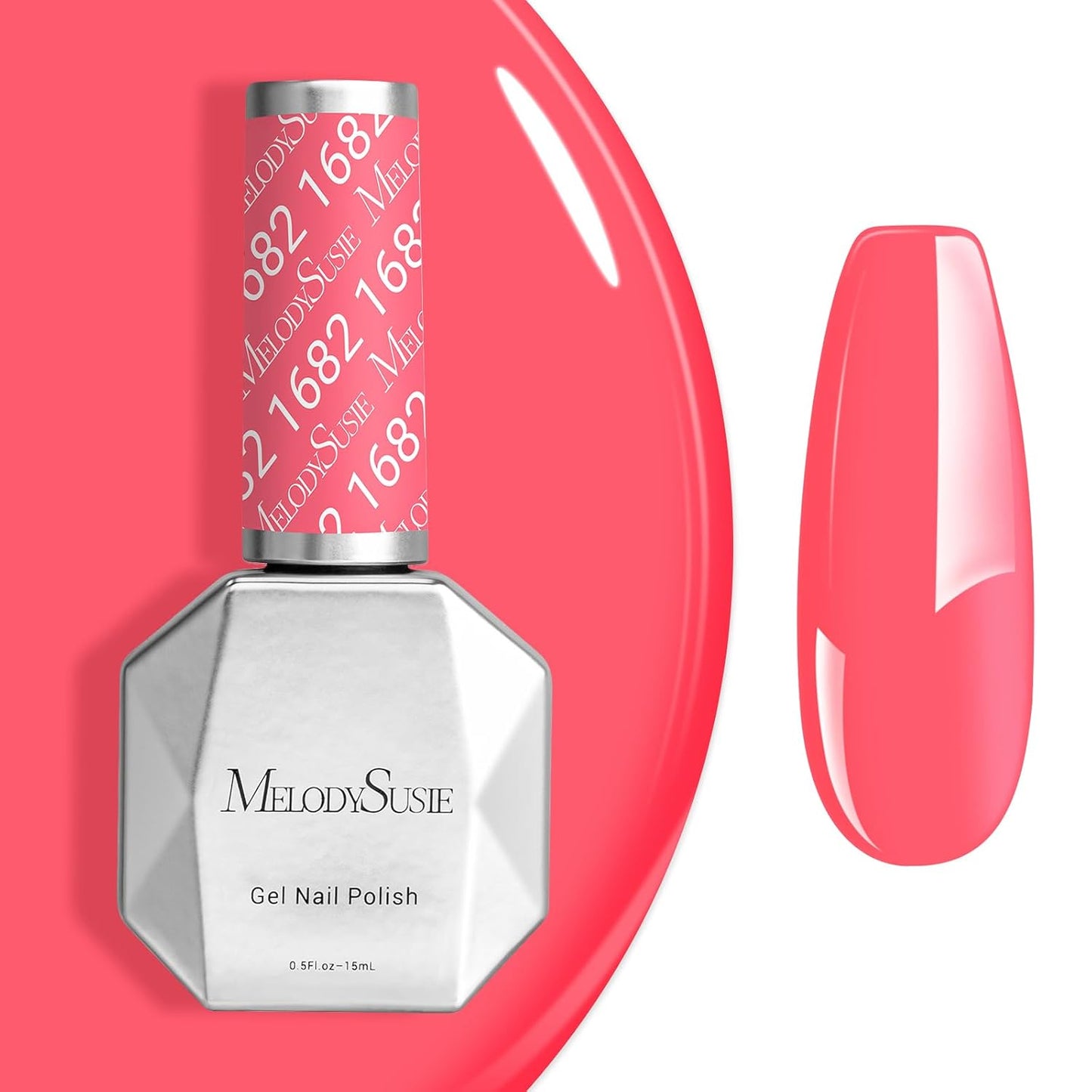 MelodySusie Neon Pink Gel Nail Polish - Bright Hot Pink Soak Off UV LED | 0.5 fl oz for DIY Nail Art & Manicure