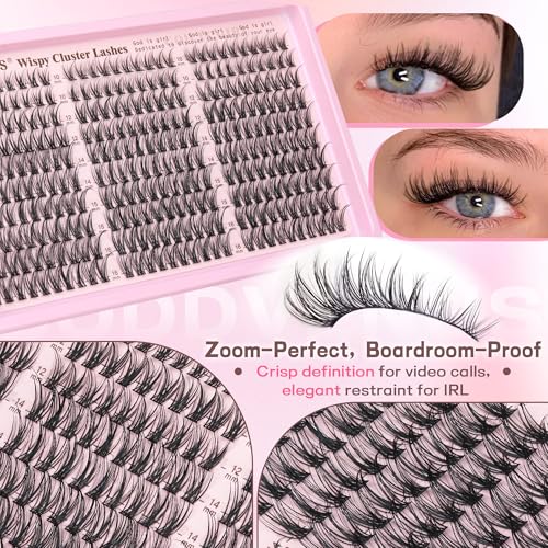 Goddvenus Lash Clusters Kit Wispy Eyelash Clusters Lashes Natural DIY Lash Extension Kit 10-16mm Cluster Eyelash Extensions Kit 300pcs C Curl Individual Lashes Cluster Eyelash (No Tweezers)