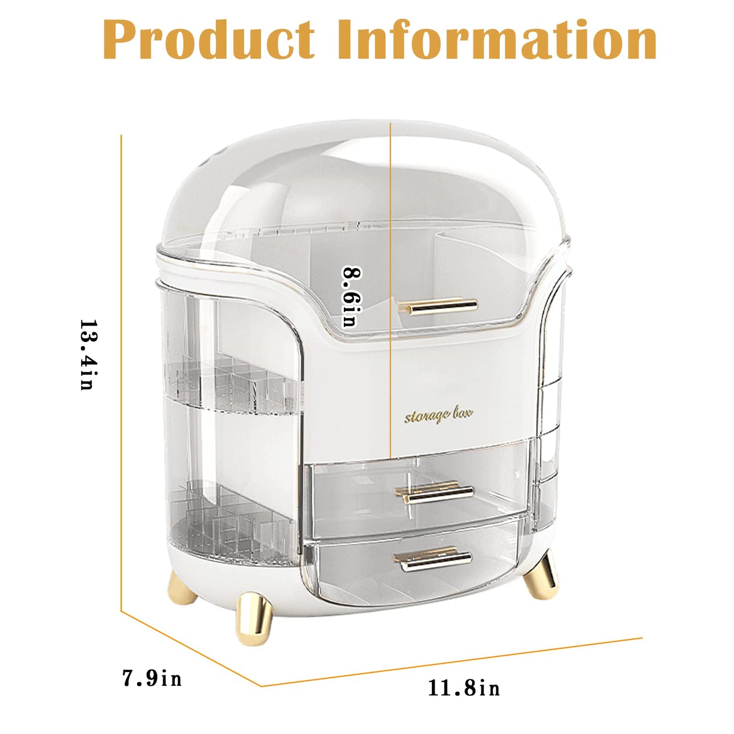 Makeup Organizer & Skincare Organizers, Cosmetic Organizer Box for Countertop with Lid & Drawers, Make Up Storage Organizer with Waterproof & Dustproof Cover, Birthday Gifts for Vanity Women Girls