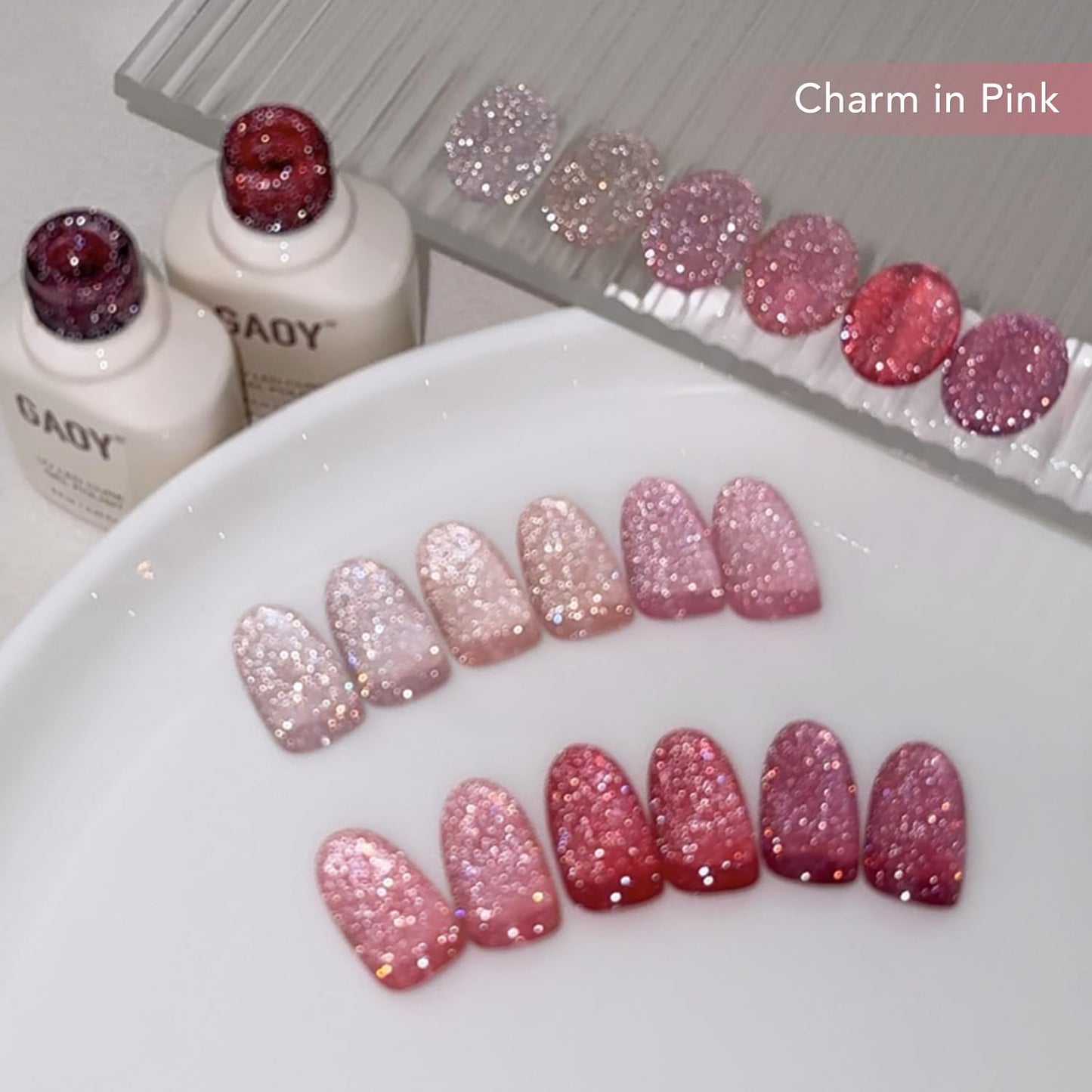 Glitter Jelly Gel Nail Polish Set - 6 Holographic Colors for Nail Art | Soak Off UV Gel