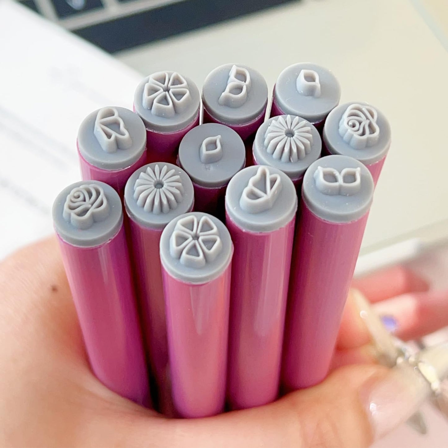 6pcs Silicone Nail Seal Pen Set Creative Butterfly Flower Pattern Nail Seal Pen for Women DIY Nail Tool