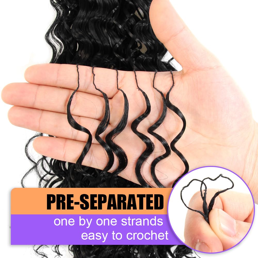 LOCSBYHAND Synthetic Curly Feather Crochet Hair 12 Inch 100 Strands 1B