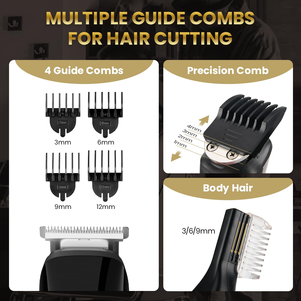 PRITECH Beard Trimmer for Men, 6 in 1 Hair Trimmer Kit, Electric Beard Trimmer with Hair, Precision, Body, Nose, Foil Razor, Grooming Kit Waterproof IPX6 (White)