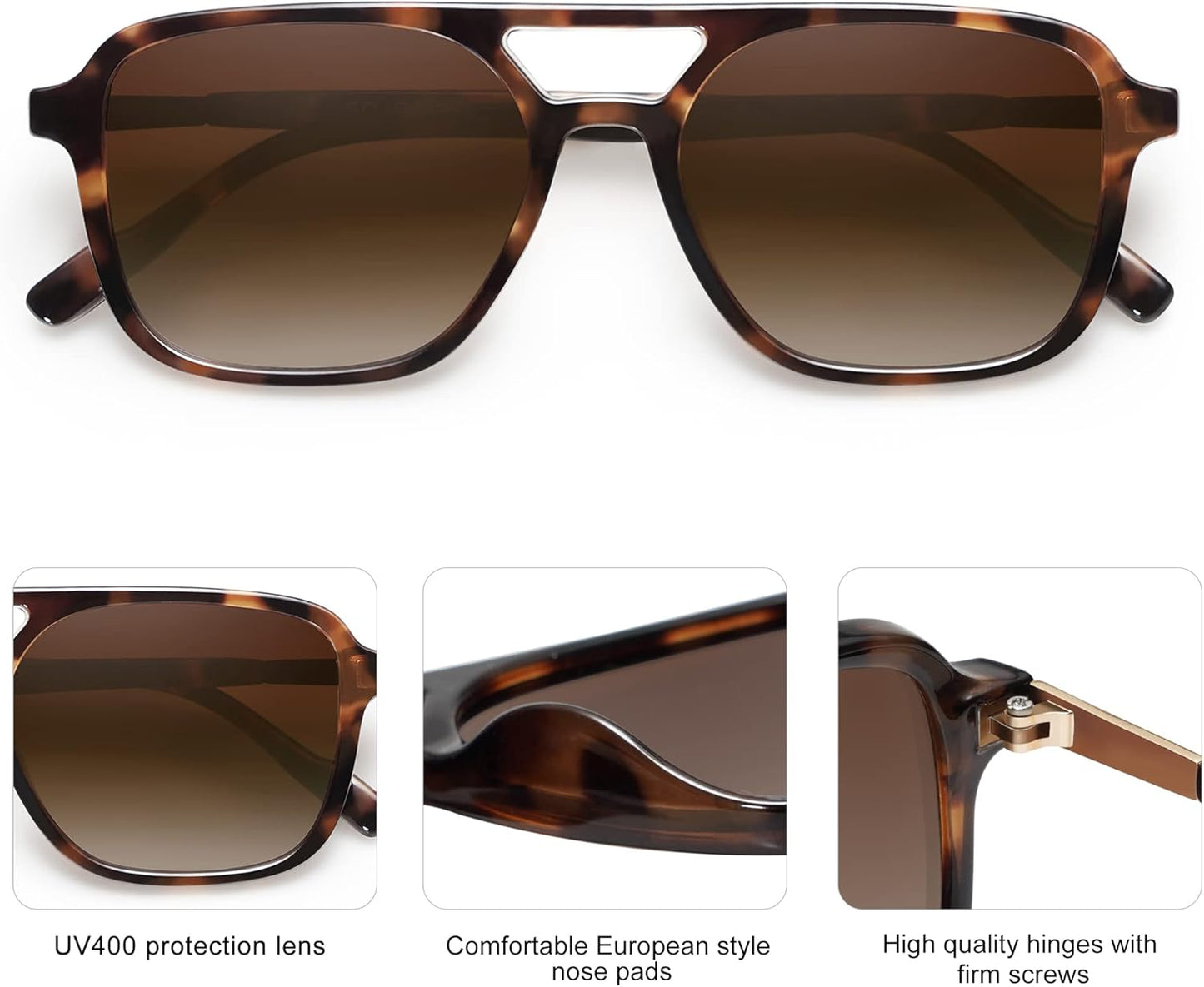 Retro Aviator Sunglasses - Trendy Rectangle Shades for Men & Women | SJ2202