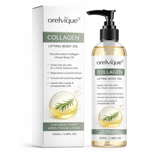 Relify Orelvique Collagen Oil for Skin Tightening, Firming Moisturizing Oil for Arms, Legs, Neck & Face, Fast-Absorbing Non-Greasy Formula with Marine Collagen, Jojoba, Shea Butter, Aloe Vera (1pc)