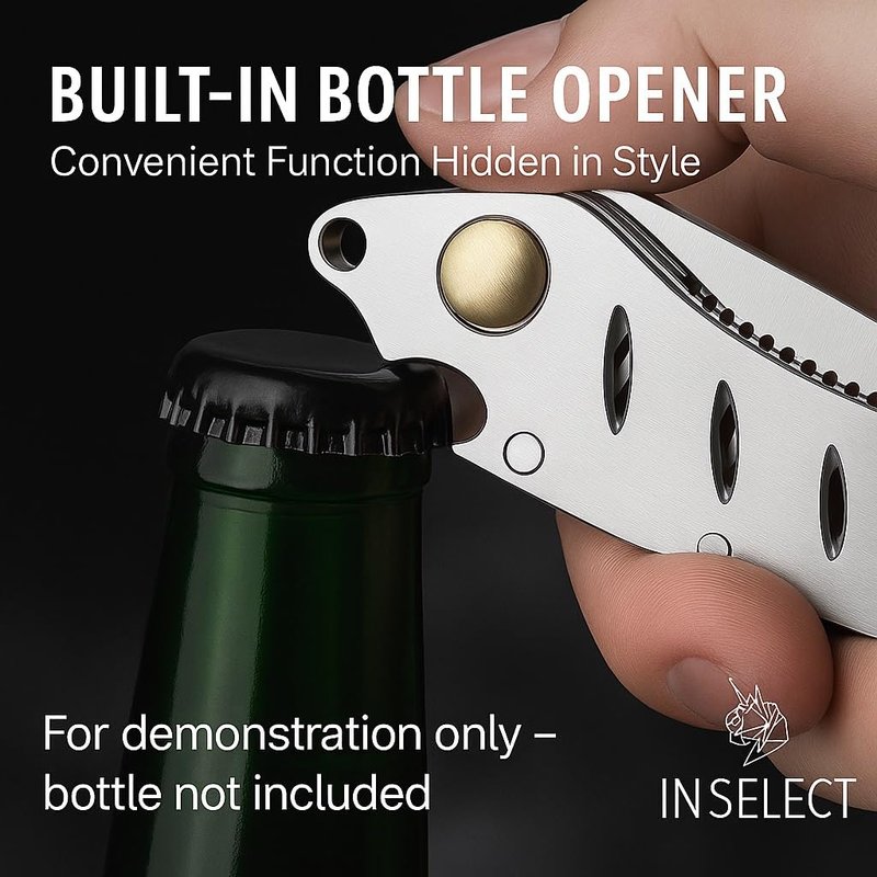 IN SELECT Folding Comb, 304 Stainless Steel Pocket Hair & Beard Comb with Built-in Bottle Opener, Durable EDC Multi-Tool for Everyday Carry, 1 Pack