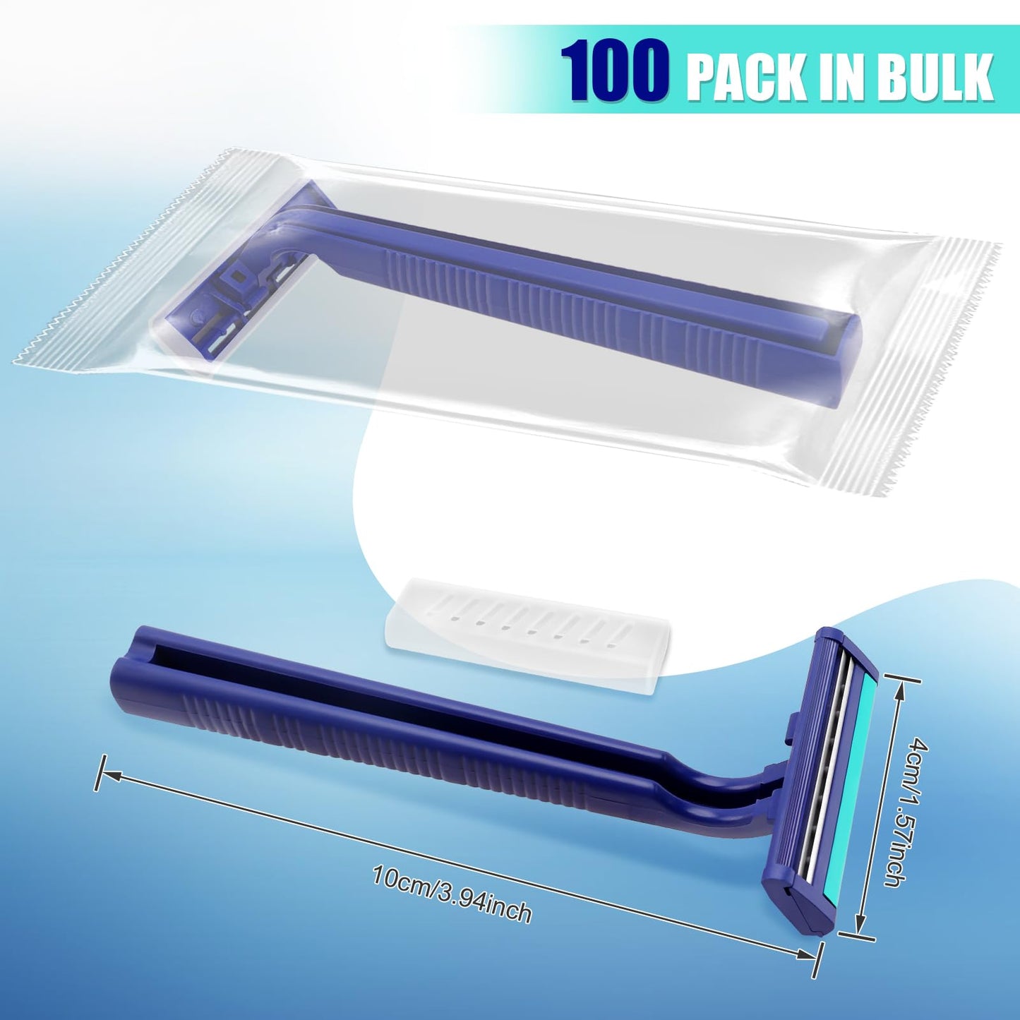 MAGDIY Disposable Razors Bulk for Men 100 Pack, Homeless Supplies Bulk, Twin Blade Mens Travel Supply Razor for Shaving, Safety Beard Shavers for Camping Bathing Hotel (Blue)