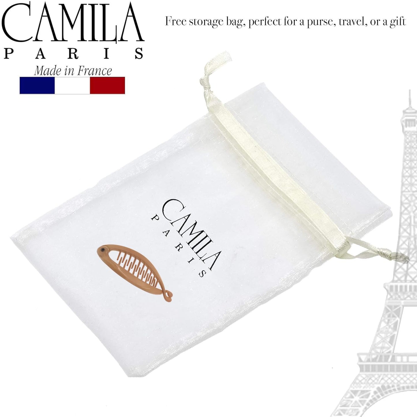 French Extra Small Banana Clips for Thin Hair - 3.5 Inch Classic Strong Hold Updo Ponytail Holder