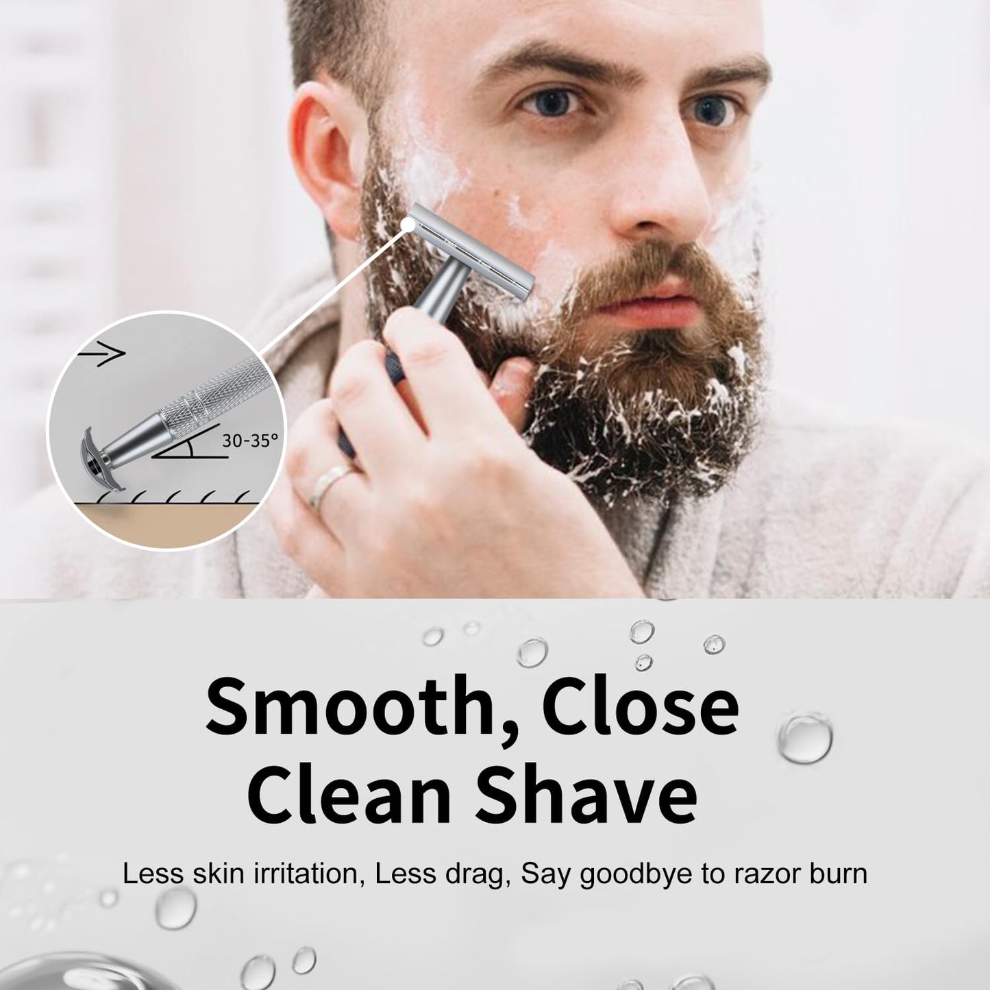 Double Edge Safety Razor, Single Blade Razors for Men and Women, with 10 Double Edge Blades, Reusable Metal 1 Blade Razor, Eco-Friendly, Zero Waste, Smooth and Close Shave, Matte Silver