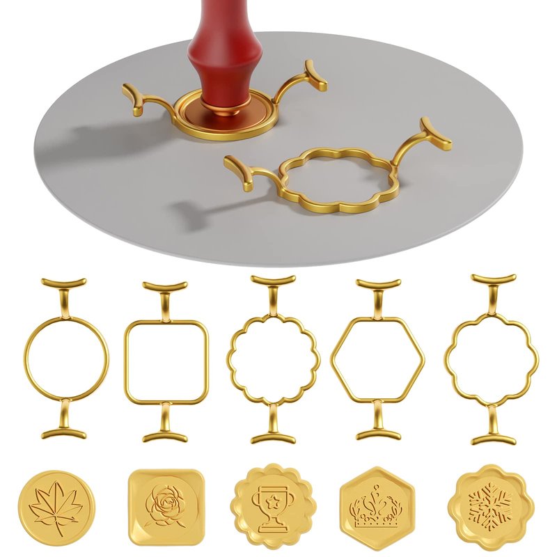 5PCS Metal Wax Seal Molds for 1 Inch Stamp, Rings Set with 1PC Silicone Mat, Sealing Kit