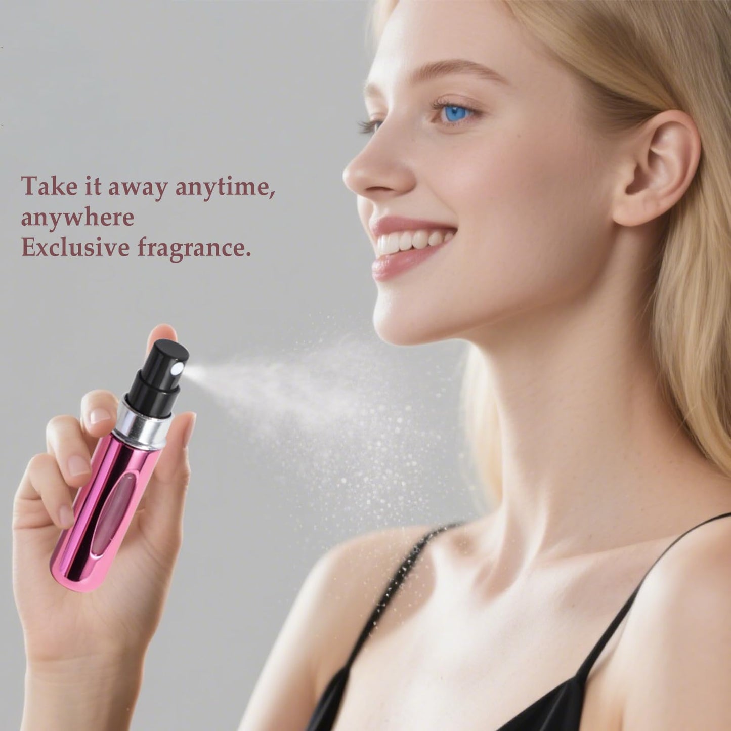 Yiesoum Portable Perfume Atomizer 5-Pack, Leak-Proof Refillable Travel Perfume Spray Bottles with Fine Mist & Funnel, TSA-Approved Mini Perfume Dispenser for Purse, Gym, Vacation (Includes Pouch)