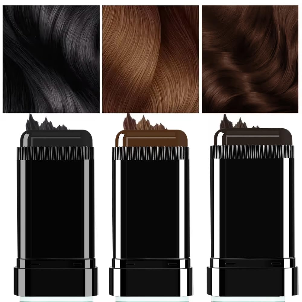 Temporary Hair Dye Stick - 2-in-1 Root Touch Up & Comb, Waterproof & Portable | 0.67oz Black