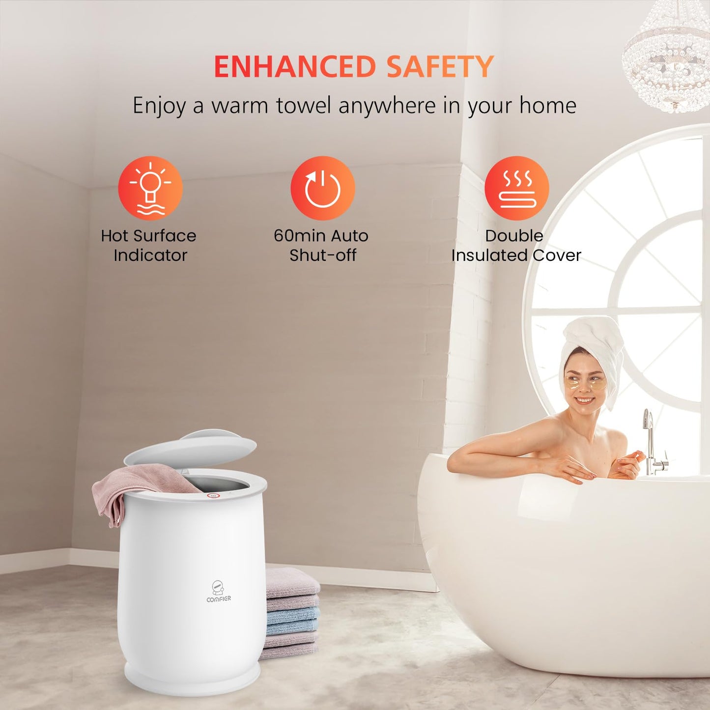 COMFIER Hot Towel Warmers for Bathroom, Gifts for Dad,Mom,Him,Her, Large Towel Warmer, Hot Towels in 10 Minutes, Auto Shut Off, Fits up to 2 Oversize Towels, Bathrobes, Blanket